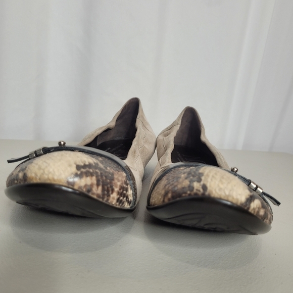 AGL Monika Snakeskin Cap Toe Soft Metallic Leather Ballet Flat - Size 11 / 41 - Picture 7 of 16